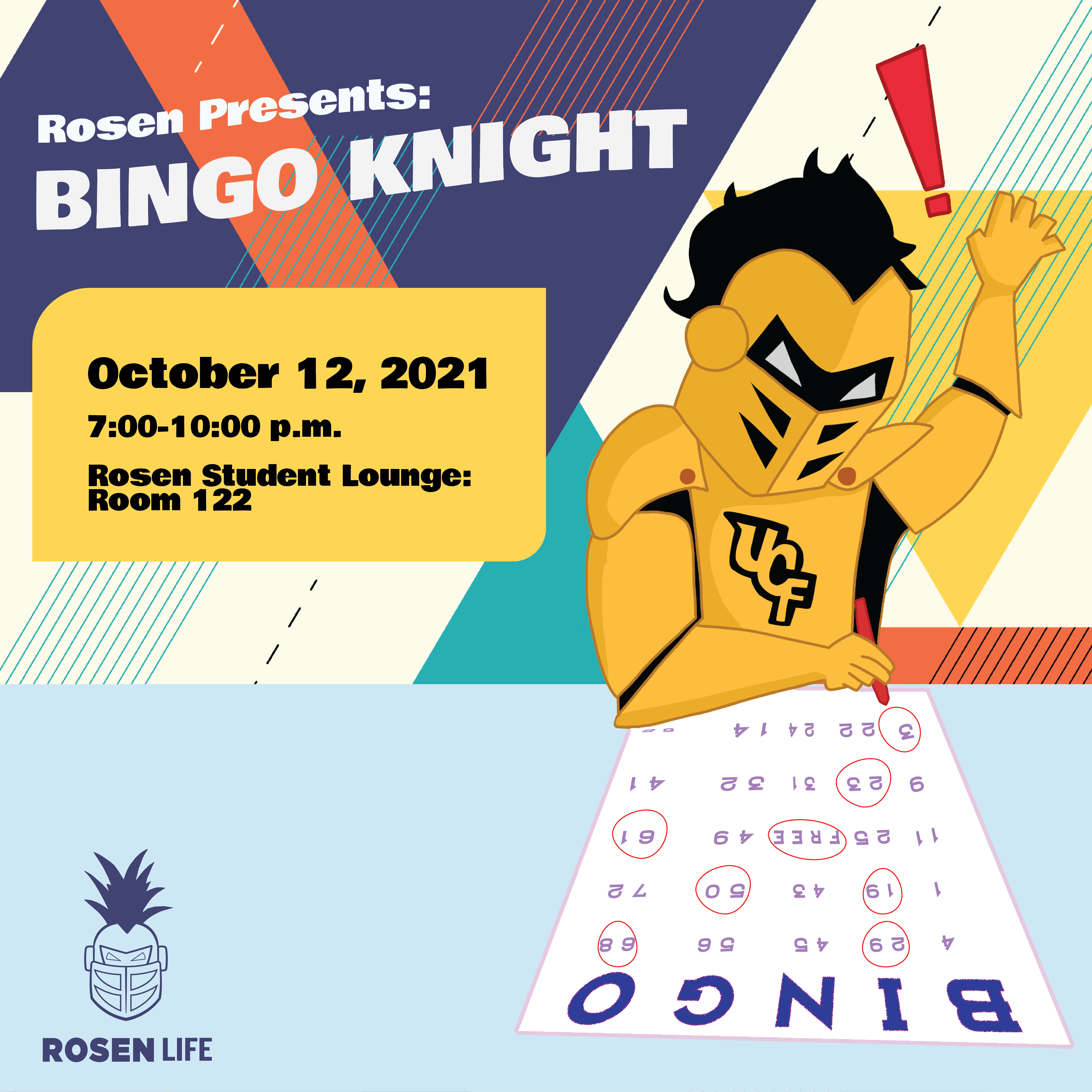 Bingo knight event flyer, Knightro scoring bingo